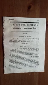 Núm 48 Gazeta del Gobierno del Mártes 25 de Julio 1809 Guerra de Independencia.. - Foto 1 di 1