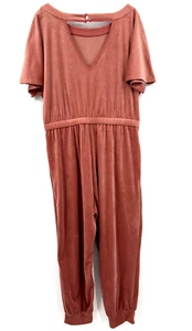 Anthropologie Saturday/Sunday Petite Large NWT Linda Velvet Jumpsuit Mauve Pink - Picture 1 of 11