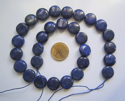 Perlas redondas lapislázuli pirita 14 x 6 mm X hilo 29 UNIDADES azul abalorios - Imagen 1 de 4