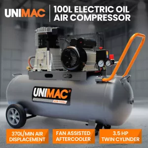 UNIMAC 100L 2.6kW Industrial Air Compressor 370L/min 116PSI Electric 15A Plug - Picture 1 of 12