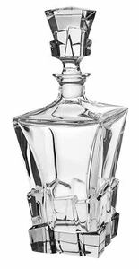 Barski European Crystal-Square-Whiskey/Liquor Decanter-28 oz.-ice cube design - Picture 1 of 1