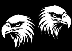 Eagle Head Two 5" White Vinyls Decal Car Window Walls Door Tablet Mug - Picture 1 of 3
