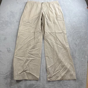 Armani Collezioni Pants Mens 34X31 Beige Viscose Summer Wide Leg Resort Casual - Picture 1 of 15