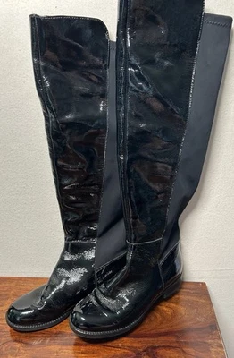 Botines Aldo para mujer de cuero negro con punta redonda sobre la rodilla talla 6,5 usados 1x Foto 1 de 4