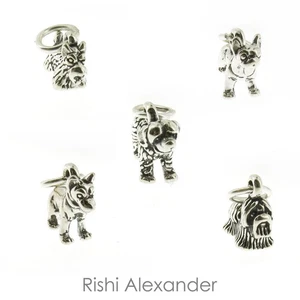 925 Sterling Silber Hund Welpe Charms kleine Charms die meisten Rassen Made in America - Bild 1 von 47