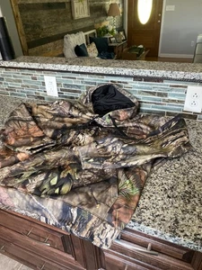 Mossy Oak Hoodie Men's 2XL 50-52 Green Forest Camouflage Drawstring Stretch EUC - Picture 1 of 8