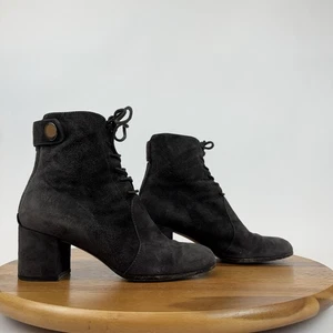 Womens Gianvito Rossi Finlay Gray Suede Lace Up Heeled Ankle Boots Size EU 36 - Picture 1 of 8