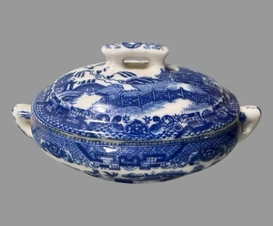 Antigua puré miniatura de porcelana decorada con sauce azul Japón - Imagen 1 de 6