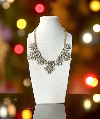 J CREW  Gold Tone Clear Rhinestone Statement Choker Necklace JC361 - Image 1 of 4