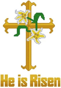 CROSS STITCH+ CRAFT PATTERN Easter Jesus Christ God Christian He is Risen Bible - Picture 1 of 16