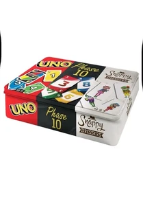Kartenspiele Spielesammlung in Metalldose mit UNO, Phase 10, Snappy Dressers - Bild 1 von 4