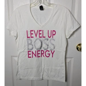 NEW Hanes Nano Tee Tshirt White  Extra Small Boss Energy Shirt XS Girl Power - Picture 1 of 4