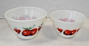 Vintage Glasschalen FireKing Ofengeschirr 2er Set 50er Äpfel und Kirschen Made USA - Bild 1 von 10