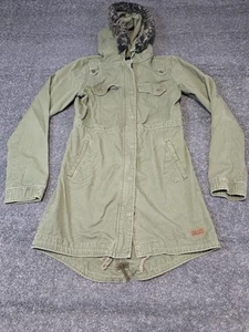 Volcom Scout Canvas Jacket Womens Extra Small Green Military Boho Detach Fur - Picture 1 of 14