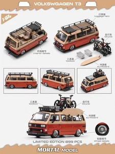 Mortal 1:64 Volkswagen T3 Diecast Model Car Ltd899 w/Accessories Collectible Red - Picture 1 of 1