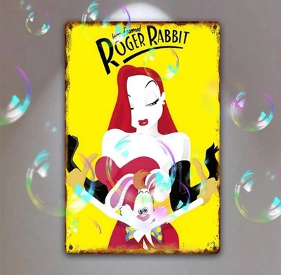 New 8x12 Disney Who Framed Roger Rabbit JESSICA RABBIT Metal Wall Sign Tin RUST - Image 1 of 4