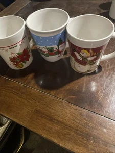 Christmas Mugs Royal Norfolk Set Of Three - Picture 1 of 4