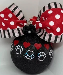 Christmas  Handcrafted Whimsical Bulb Ornament puppy paws, and polkadots - Picture 1 of 1