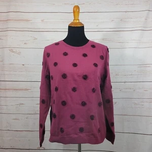 Talbots Tinsel Dot Sweater Berry Petite XL Polka Dot Pink Purple Sparkle NWT - Picture 1 of 7