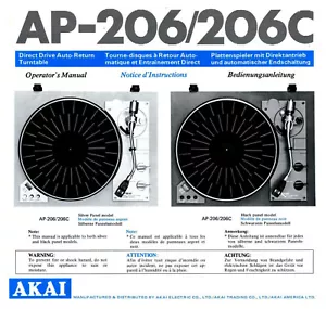 Akai AP-206 AP-206C Turntable Owners Instruction Manual - Picture 1 of 1