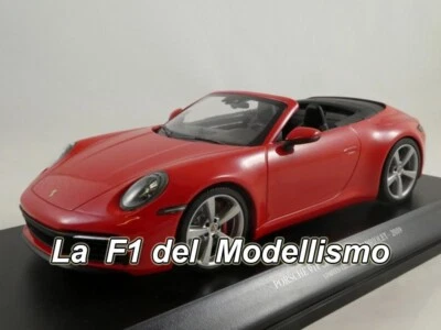 Minichamps Porsche 911 Carrera 4S cabriolet red 2019 1/18 155067331 - Immagine 1 di 3