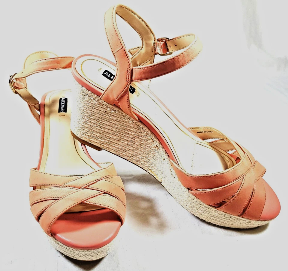 Sandalias Alex Marie para mujer 8,5 M alpargata cuña correa al tobillo coral/melocotón Foto 1 de 4