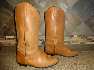 Botas de vaquero lisas de cuero marrón camello vintage talla 8,5 WW para mujer - Imagen 1 de 5