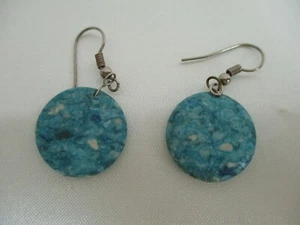 Pendientes Disco Vintage Tono Plata Color Turquesa Disco 3/4"  - Imagen 1 de 4