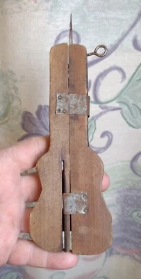 Antique Primitive￼ Wooden Rug Weaving Hooking Shuttle Tool With Needle 7.75”  - Image 1 of 4