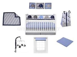 NEW OPEN  BACATI 10 PC ELEPHANT THEME NURSERY DECOR SET! BEDDING/DECORATING SET! - Picture 1 of 2