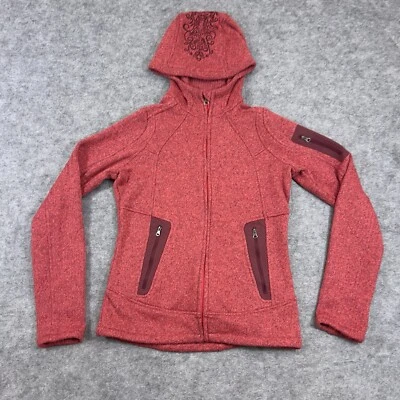 Chaqueta Athleta Mujer Talla XS Roja Floral Limantour Acanalada Bordada Capucha Foto 1 de 4