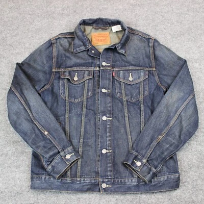 Chaqueta vaquera Levi's Denim para hombre XL azul camionero envejecido lavado rojo pestaña años 90 Foto 1 de 4