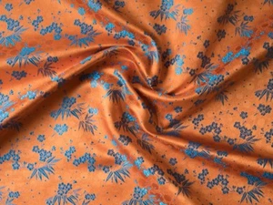 Tela de China - Tela decorativa bambú y cerezo en flor naranja por metros - Imagen 1 de 3