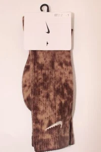 Nike Everyday Plus Tie-Dye Crew Socks Amber Brown/White Sz L M(8-12) DA2613-201 - Picture 1 of 4