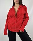 MARIMEKKO Red Stripe Button Down Long Sleeve Blouse Shirt Size L
