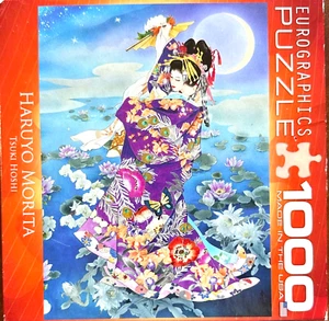 Haruyo Morita Tsuki Hoshi COMP 1000 pc Puzzle Japanese Dress Water Lily Pads - Picture 1 of 6