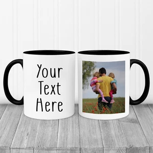 Personalised Photo Text Mug Coffee Tea Cup Fathers Day Birthday Gift for Him Her - Picture 1 of 11