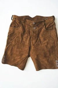 Kurze bequeme Lederhose neuwertig braun Rindsleder ohne Verzierungen Gr.50 - Bild 1 von 8