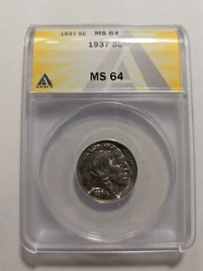 1937 Buffalo Nickel Anacs MS 64 - Picture 1 of 3