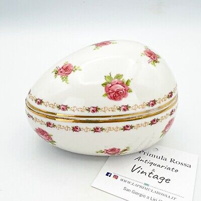Uovo Da Collezione Vintage In Porcellana Limoges Scatola Portagioie Anni 50 Rose • 29€