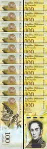 Venezuela 100000 100,000 Bolivares 2017, UNC, 10 Pcs LOT, Consecutive, P-100b - Picture 1 of 5