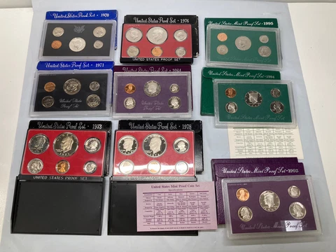 Lot of 10 United States Mint Proof Set - Range 1970-1995 Cover