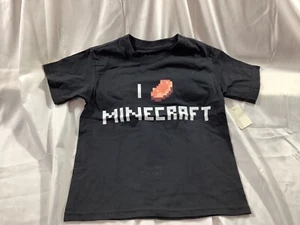 Mojang I Love Porkchop Minecraft shirt Boys XS 4-5 Black short sleeve NEW - Picture 1 of 4
