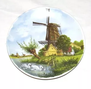 Royal Schwabap 7,1/4 Zoll Holland Souvenirplatte - Windmühle & Schwäne - Bild 1 von 2