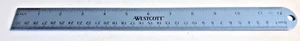 "Regla de precisión de metal Westcott azul de colección de 12"" de 1 1/4" de ancho con pulgadas y respaldo de corcho CM" - Imagen 1 de 5