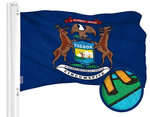 NEU G128 Michigan Flagge 3 x 5 Fuß Staat bestickt 300D Polyester - Bild 1 von 7