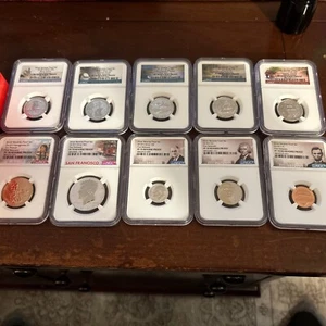 2018 S 10 COIN SILVER REVERSE PROOF NGC Pf 70 Reverse Proof First Releases - Picture 1 of 11