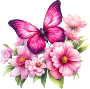 Rosa Schmetterling Vinyl Aufkleber Sticker Mehrzweck Blume Laptop Telefon Wand WC - Bild 1 von 3