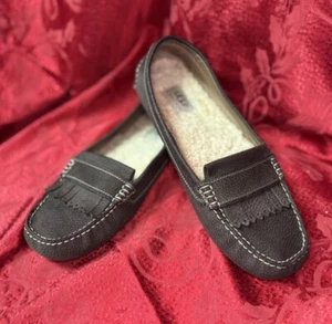 UGG AUSTRALIA WOMEN’s LONNA FRINGE BROWN LEATHER SHOES MOCCASINS SIZE 11 B, LNC - Picture 1 of 18