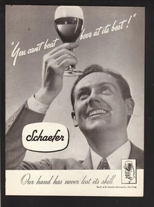Pubblicità Schaefer Beer You Can't beat beer at it's best 1946 stampa originale d'epoca - Foto 1 di 1